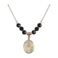 thumbnail image 1 of 18-Inch Hamilton Gold Plated Necklace with 6mm Jet Birth Month Stone Beads and Saint Isidore of Seville Charm, 1 of 1