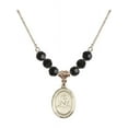 thumbnail image 1 of 18-Inch Hamilton Gold Plated Necklace with 6mm Jet Birth Month Stone Beads and Saint John Berchmans Charm, 1 of 1