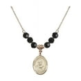 thumbnail image 1 of 18-Inch Hamilton Gold Plated Necklace with 6mm Jet Birth Month Stone Beads and Saint Maximilian Kolbe Charm, 1 of 1