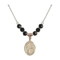 thumbnail image 1 of 18-Inch Hamilton Gold Plated Necklace with 6mm Jet Birth Month Stone Beads and Saint Nimatullah Charm, 1 of 1