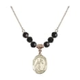 thumbnail image 1 of 18-Inch Hamilton Gold Plated Necklace with 6mm Jet Birth Month Stone Beads and Saint Raymond of Penafort Charm, 1 of 1