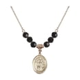 thumbnail image 1 of 18-Inch Hamilton Gold Plated Necklace with 6mm Jet Birth Month Stone Beads and Saint Sebastian Charm, 1 of 1