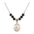 thumbnail image 1 of 18-Inch Hamilton Gold Plated Necklace with 6mm Jet Birth Month Stone Beads and Saint Sebastian/Ice Hockey Charm, 1 of 1