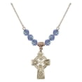 thumbnail image 1 of 18-Inch Hamilton Gold Plated Necklace with 6mm Light Blue September Birth Month Stone Beads and Celtic Cross Charm, 1 of 1