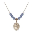 thumbnail image 1 of 18-Inch Hamilton Gold Plated Necklace with 6mm Light Blue September Birth Month Stone Beads and Our Lady of Czestochowa Charm, 1 of 1