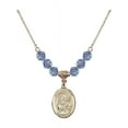 thumbnail image 1 of 18-Inch Hamilton Gold Plated Necklace with 6mm Light Blue September Birth Month Stone Beads and Saint Apollonia Charm, 1 of 1