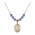 thumbnail image 1 of 18-Inch Hamilton Gold Plated Necklace with 6mm Light Blue September Birth Month Stone Beads and Saint Cecilia Charm, 1 of 1
