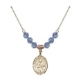 thumbnail image 1 of 18-Inch Hamilton Gold Plated Necklace with 6mm Light Blue September Birth Month Stone Beads and Saint Gabriel Possenti Charm, 1 of 1