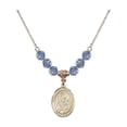 thumbnail image 1 of 18-Inch Hamilton Gold Plated Necklace with 6mm Light Blue September Birth Month Stone Beads and Saint John Chrysostom Charm, 1 of 1