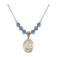 thumbnail image 1 of 18-Inch Hamilton Gold Plated Necklace with 6mm Light Blue September Birth Month Stone Beads and Saint John Licci Charm, 1 of 1