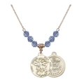 thumbnail image 1 of 18-Inch Hamilton Gold Plated Necklace with 6mm Light Blue September Birth Month Stone Beads and Saint Michael / Army Charm, 1 of 1