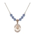 thumbnail image 1 of 18-Inch Hamilton Gold Plated Necklace with 6mm Light Blue September Birth Month Stone Beads and Saint Peter Claver Charm, 1 of 1