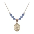 thumbnail image 1 of 18-Inch Hamilton Gold Plated Necklace with 6mm Light Blue September Birth Month Stone Beads and Saint Rebecca Charm, 1 of 1