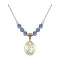 thumbnail image 1 of 18-Inch Hamilton Gold Plated Necklace with 6mm Light Blue September Birth Month Stone Beads and Saint Rocco Charm, 1 of 1
