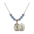 thumbnail image 1 of 18-Inch Hamilton Gold Plated Necklace with 6mm Light Blue September Birth Month Stone Beads and Scapular Charm, 1 of 1