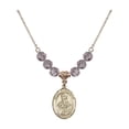thumbnail image 1 of 18-Inch Hamilton Gold Plated Necklace with 6mm Light Purple February Birth Month Stone Beads and Saint Alexander Sauli Charm, 1 of 1