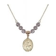 thumbnail image 1 of 18-Inch Hamilton Gold Plated Necklace with 6mm Light Purple February Birth Month Stone Beads and Saint Gabriel Possenti Charm, 1 of 1