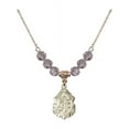 thumbnail image 1 of 18-Inch Hamilton Gold Plated Necklace with 6mm Light Purple February Birth Month Stone Beads and Saint Joseph Charm, 1 of 1