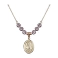 thumbnail image 1 of 18-Inch Hamilton Gold Plated Necklace with 6mm Light Purple February Birth Month Stone Beads and Saint Jude Thaddeus Charm, 1 of 1