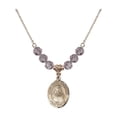 thumbnail image 1 of 18-Inch Hamilton Gold Plated Necklace with 6mm Light Purple February Birth Month Stone Beads and Saint Mary Mackillop Charm, 1 of 1