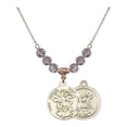 thumbnail image 1 of 18-Inch Hamilton Gold Plated Necklace with 6mm Light Purple February Birth Month Stone Beads and Saint Michael / Navy Charm, 1 of 1