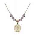 thumbnail image 1 of 18-Inch Hamilton Gold Plated Necklace with 6mm Light Purple February Birth Month Stone Beads and Saint Patrick Charm, 1 of 1