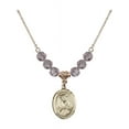 thumbnail image 1 of 18-Inch Hamilton Gold Plated Necklace with 6mm Light Purple February Birth Month Stone Beads and Saint Rose of Lima Charm, 1 of 1