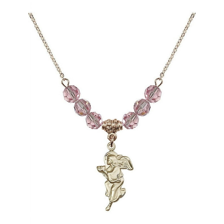 18-Inch Hamilton Gold Plated Necklace with 6mm Light Rose Pink