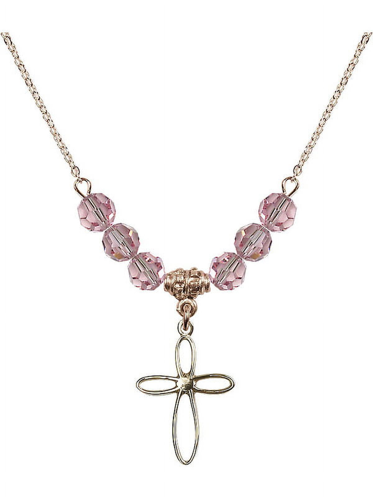 18-Inch Hamilton Gold Plated Necklace with 6mm Light Rose Pink