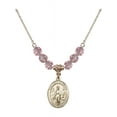 thumbnail image 1 of 18-Inch Hamilton Gold Plated Necklace with 6mm Light Rose Pink October Birth Month Stone Beads and Our Lady of Knock Charm, 1 of 1