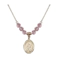 thumbnail image 1 of 18-Inch Hamilton Gold Plated Necklace with 6mm Light Rose Pink October Birth Month Stone Beads and Saint Athanasius Charm, 1 of 1