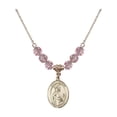 thumbnail image 1 of 18-Inch Hamilton Gold Plated Necklace with 6mm Light Rose Pink October Birth Month Stone Beads and Saint Kilian Charm, 1 of 1