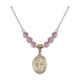thumbnail image 1 of 18-Inch Hamilton Gold Plated Necklace with 6mm Light Rose Pink October Birth Month Stone Beads and Saint Zachary Charm, 1 of 1