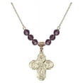 thumbnail image 1 of 18-Inch Hamilton Gold Plated Necklace with 6mm Purple February Birth Month Stone Beads and 4-Way Charm, 1 of 1