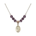thumbnail image 1 of 18-Inch Hamilton Gold Plated Necklace with 6mm Purple February Birth Month Stone Beads and Miraculous Charm, 1 of 1
