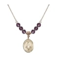 thumbnail image 1 of 18-Inch Hamilton Gold Plated Necklace with 6mm Purple February Birth Month Stone Beads and Our Lady of Lebanon Charm, 1 of 1