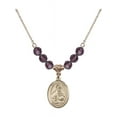 thumbnail image 1 of 18-Inch Hamilton Gold Plated Necklace with 6mm Purple February Birth Month Stone Beads and Saint Albert the Great Charm, 1 of 1