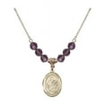thumbnail image 1 of 18-Inch Hamilton Gold Plated Necklace with 6mm Purple February Birth Month Stone Beads and Saint Aloysius Gonzaga Charm, 1 of 1