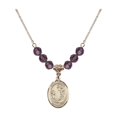 thumbnail image 1 of 18-Inch Hamilton Gold Plated Necklace with 6mm Purple February Birth Month Stone Beads and Saint Cecilia Charm, 1 of 1