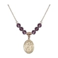 thumbnail image 1 of 18-Inch Hamilton Gold Plated Necklace with 6mm Purple February Birth Month Stone Beads and Saint Columbanus Charm, 1 of 1