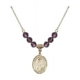 thumbnail image 1 of 18-Inch Hamilton Gold Plated Necklace with 6mm Purple February Birth Month Stone Beads and Saint Hildegard von Bingen Charm, 1 of 1