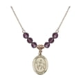 thumbnail image 1 of 18-Inch Hamilton Gold Plated Necklace with 6mm Purple February Birth Month Stone Beads and Saint Kateri/Equestrian Charm, 1 of 1