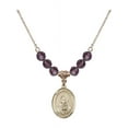 thumbnail image 1 of 18-Inch Hamilton Gold Plated Necklace with 6mm Purple February Birth Month Stone Beads and Saint Rebecca Charm, 1 of 1