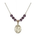 thumbnail image 1 of 18-Inch Hamilton Gold Plated Necklace with 6mm Purple February Birth Month Stone Beads and Saint Sebastian / Golf Charm, 1 of 1
