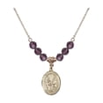 thumbnail image 1 of 18-Inch Hamilton Gold Plated Necklace with 6mm Purple February Birth Month Stone Beads and Saint Zita Charm, 1 of 1