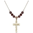 thumbnail image 1 of 18-Inch Hamilton Gold Plated Necklace with 6mm Red January Birth Month Stone Beads and Crucifix Charm, 1 of 1