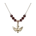 thumbnail image 1 of 18-Inch Hamilton Gold Plated Necklace with 6mm Red January Birth Month Stone Beads and Holy Spirit Charm, 1 of 1