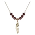 thumbnail image 1 of 18-Inch Hamilton Gold Plated Necklace with 6mm Red January Birth Month Stone Beads and Madonna Charm, 1 of 1