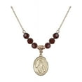 thumbnail image 1 of 18-Inch Hamilton Gold Plated Necklace with 6mm Red January Birth Month Stone Beads and Saint Anthony of Egypt Charm, 1 of 1