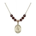 thumbnail image 1 of 18-Inch Hamilton Gold Plated Necklace with 6mm Red January Birth Month Stone Beads and Saint Christopher/Wrestling Charm, 1 of 1
